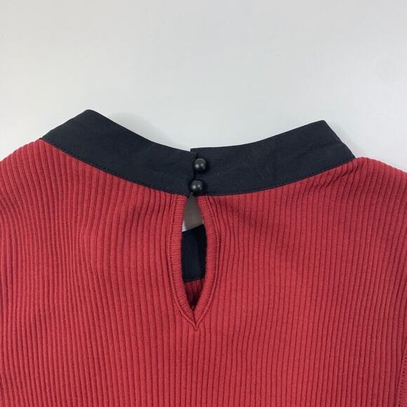 Dolan Tank Top Womens S Small Burgundy Black Big Bow Ribbed Fitted Anthropologie - Picture 8 of 12